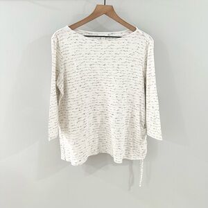 J. Jill Pure Jill 3/4 Sleeve Gray Space Dye Side Ruched Top Size Large